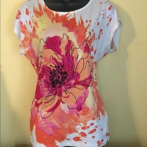 APT9 M dressy T with floral print and rhinestones